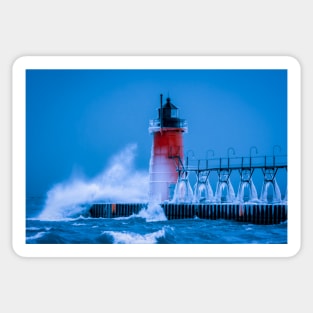 Winter Waves Breaking South Haven Sticker